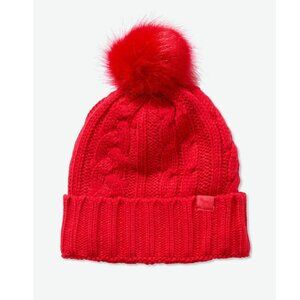 Victoria's Secret PINK Red Sherpa-Lined Pom-pom Warm Beanie Hat